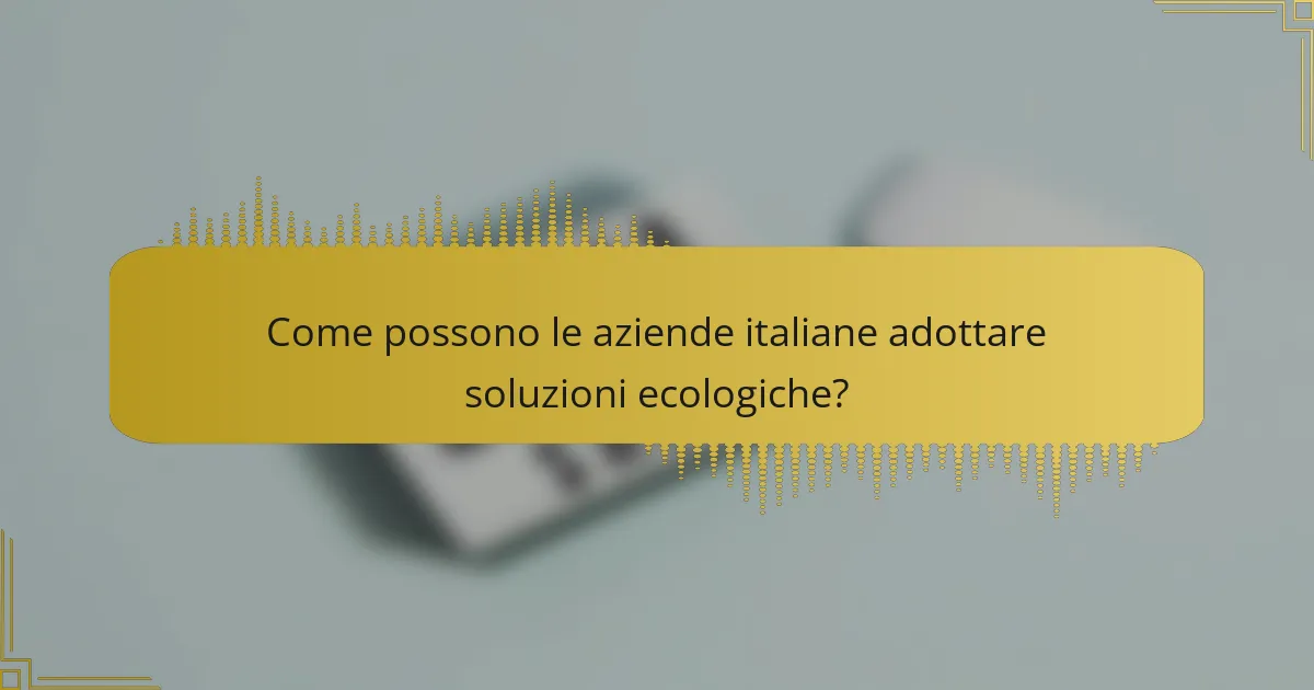 Come possono le aziende italiane adottare soluzioni ecologiche?