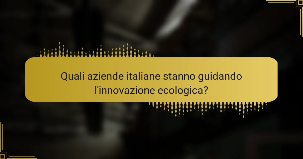 Quali aziende italiane stanno guidando l'innovazione ecologica?