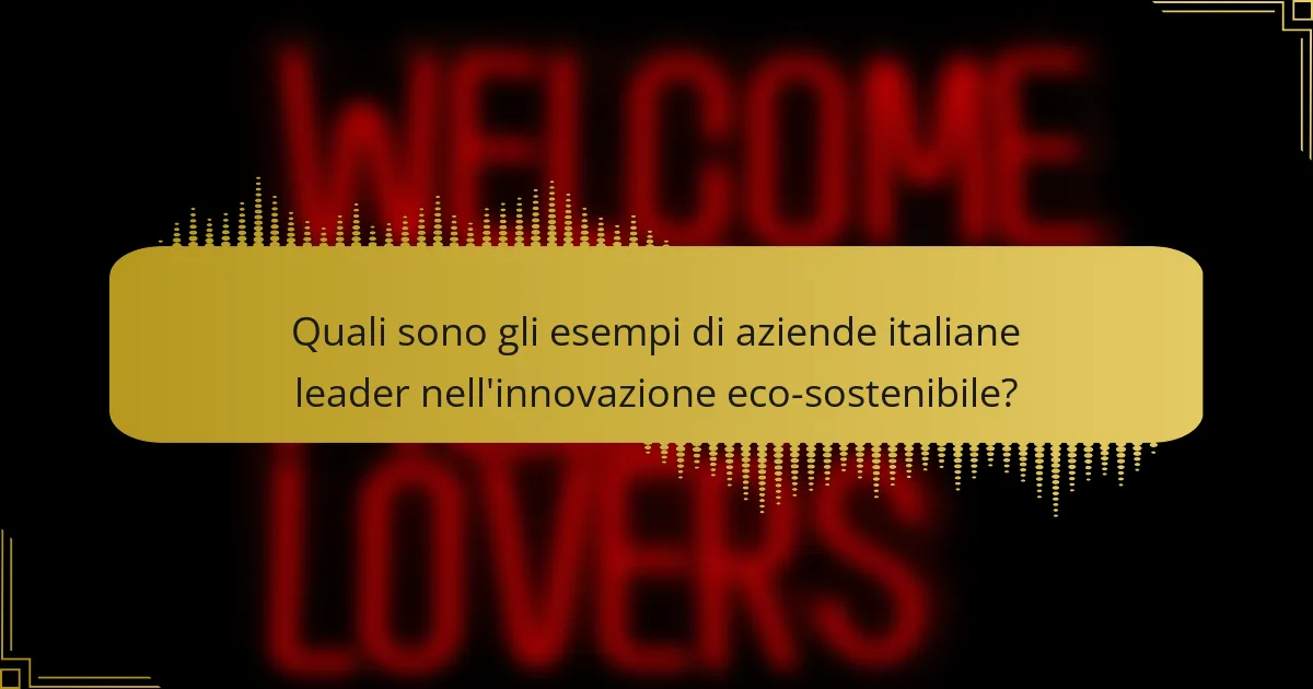 Quali sono gli esempi di aziende italiane leader nell'innovazione eco-sostenibile?