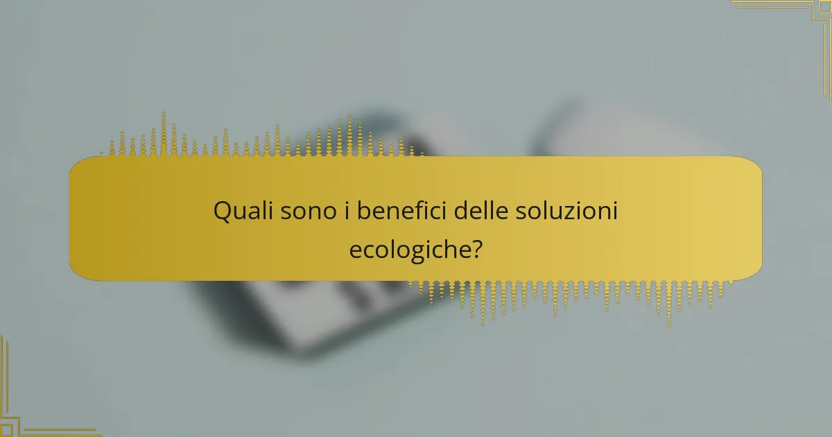Quali sono i benefici delle soluzioni ecologiche?