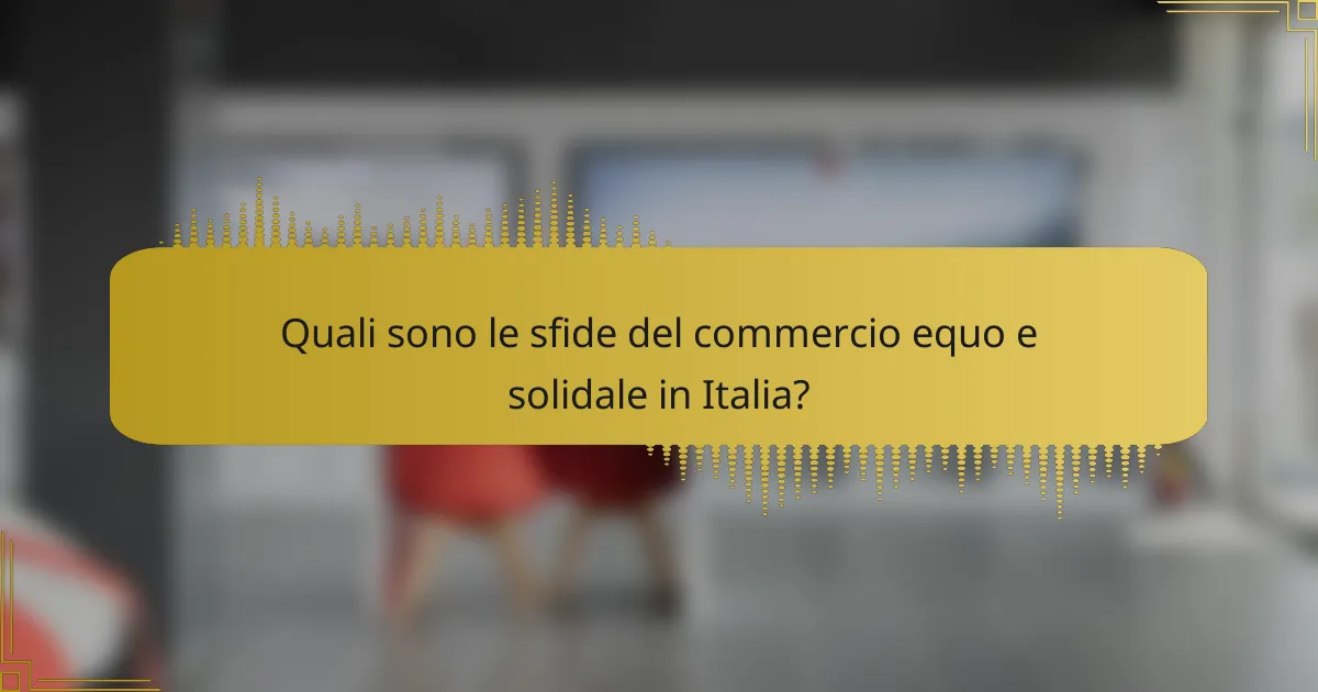 Quali sono le sfide del commercio equo e solidale in Italia?