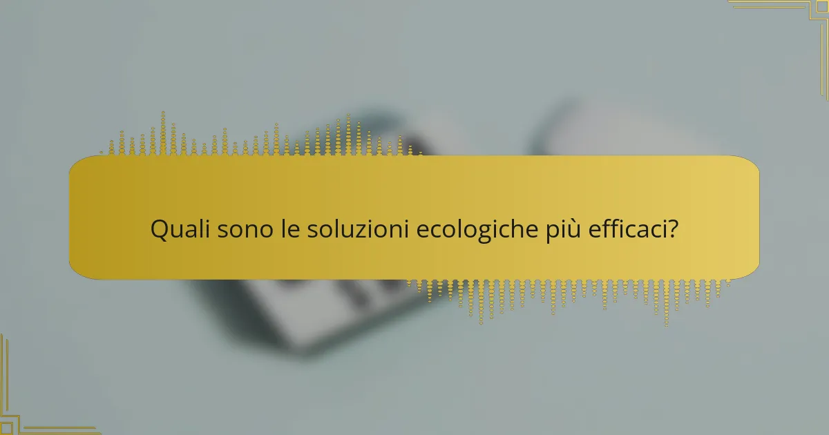 Quali sono le soluzioni ecologiche più efficaci?